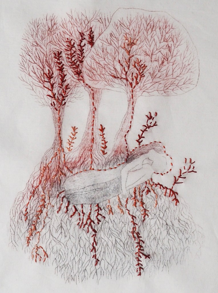 Pyrame et Thisbé
gravure brodée